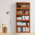 thumbnail image 2 of Magshion Bamboo 5 Shelf Bookcase , 68"Tall Storage Cabinet Organizer with Acrylic Door, for Home, 2 of 9