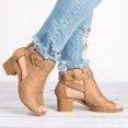 thumbnail image 2 of Women Mid Block Heels Sandals Peep Toe Ankle Boots Summer Shoes, 2 of 3