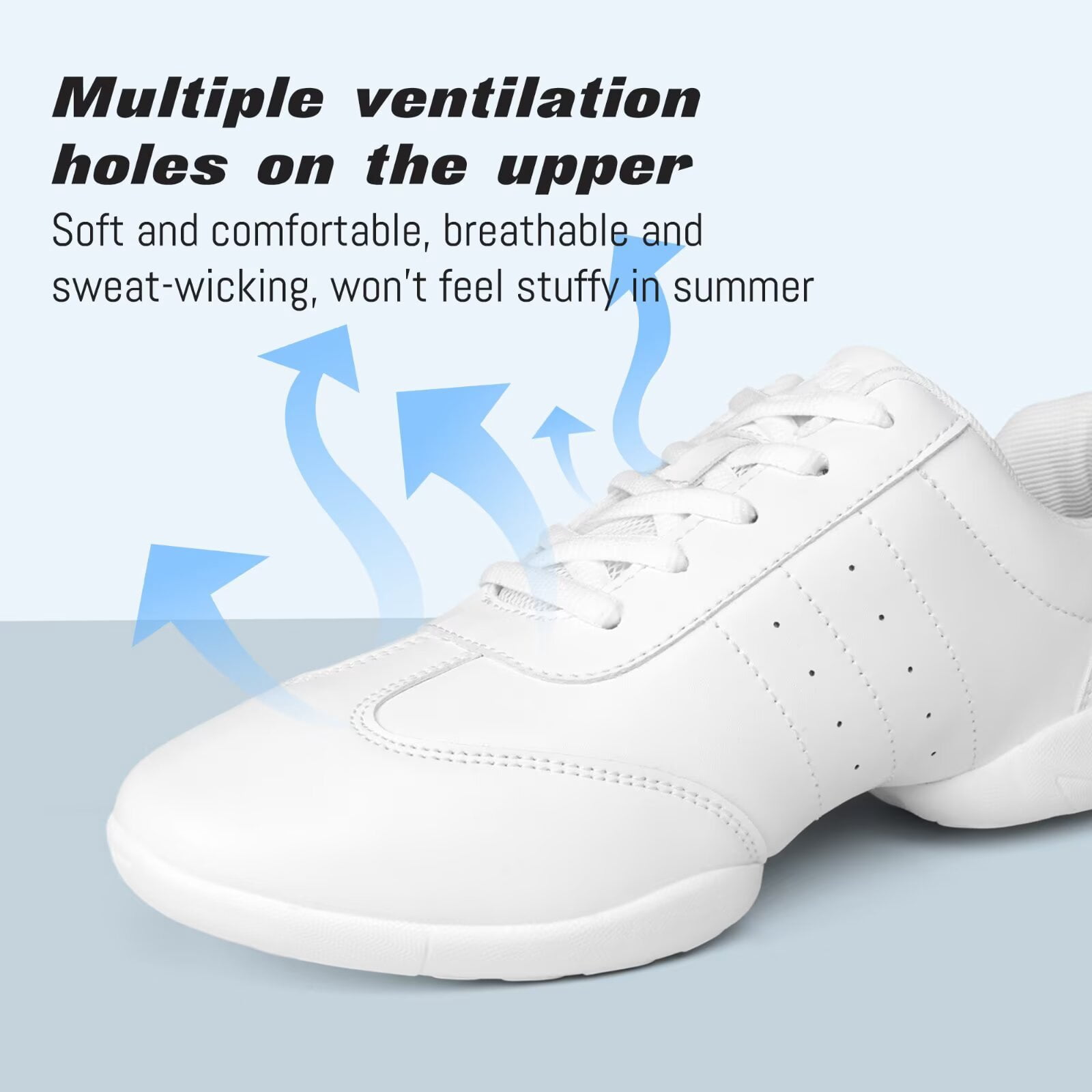 ARCLIBER White Cheer Shoes PU Leather Cheerleading Shoes Lightweight Womens Cheer Shoes Size 6