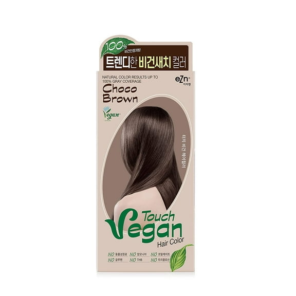 eZn Touch Vegan Permanent Hair Dye, Choco Brown Color, Vegan Ingredients, Ammonia Free, No THB, No Triclosan, No Phthalates, No Gluten, Up to 100% Gray Coverage