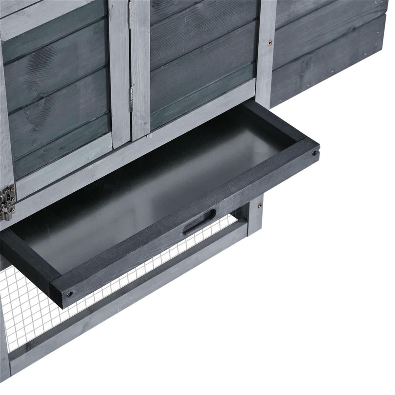 Pefilos 59" Outdoor Wooden Chicken Coop with Nesting Box, Runs, Farm Hen House 2-4 Hens, Weatherproof Pet House for Rabbits, Poultry, Gray