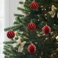 thumbnail image 6 of PPgejGEK Mini Flocked Christmas Tree Ornament Ball Set Red Velvet 2.36in 4-Pack, 6 of 6