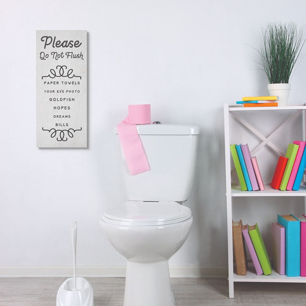 Stupell Industries Do Not Flush Funny Bathroom Word Design Canvas Wall Art by Daphne Polselli