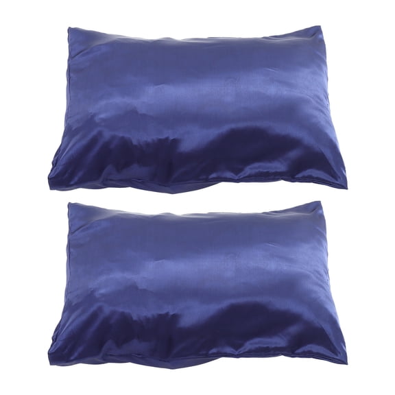 OUNONA 2Pcs Solid Color Simulation Silk Pillow Covers Black for Home Pillow Protector Use