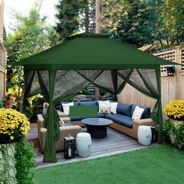 EAGLE PEAK 13’ x 13’ Pop-Up Outdoor Canopies Green, Instant Setup with Mosquito Netting