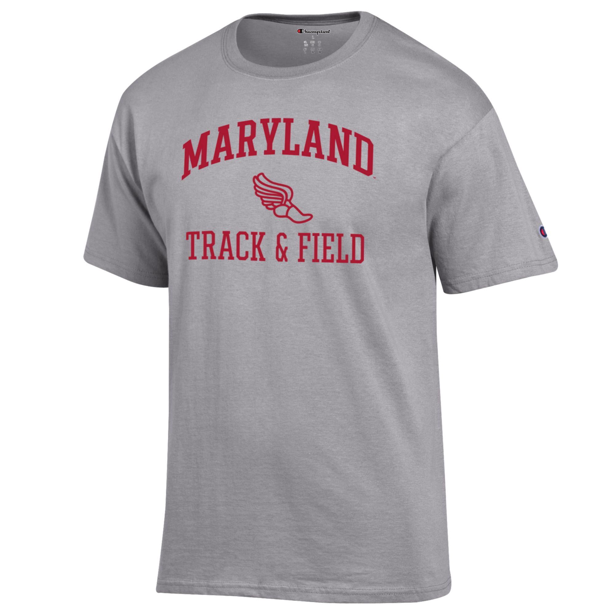 Men's Champion  Gray Maryland Terrapins Track & Field Icon T-Shirt