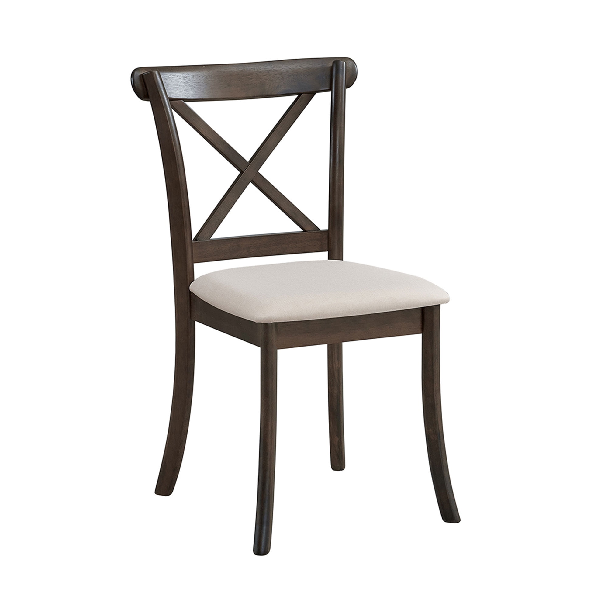 MAYEERTY Wooden X-Back Dining Chairs Set of 2, Modern Fabric Upholstered Kitchen Side Chairs, Cross-Back Rubber Wood Farmhouse Dining Room Chair, Brown