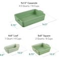 thumbnail image 3 of WJSP Ceramic Bakeware Set Sage Green 3 Pc Non Stick Oven Safe Casserole Loaf Square Pan Dishwasher Safe, 3 of 4
