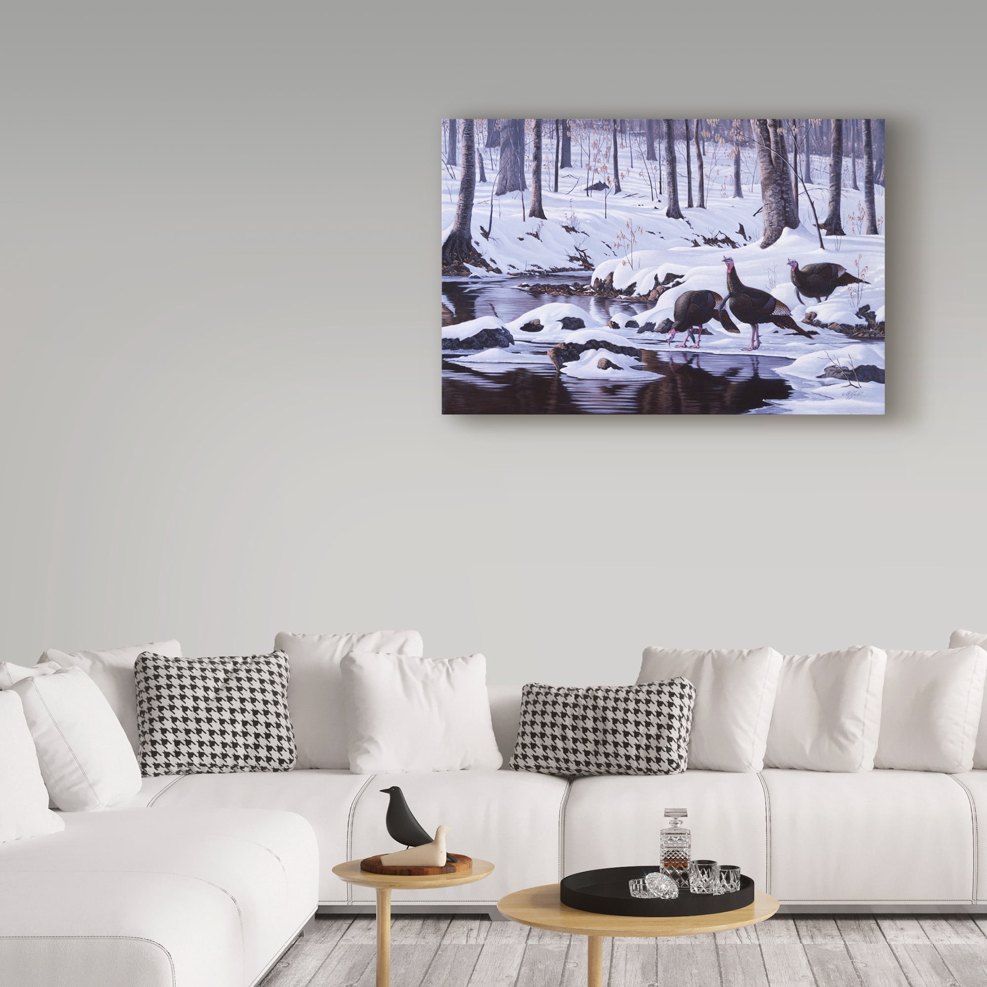 Trademark Fine Art 'Hardwood Creek Wild Turkeys' Canvas Art by Wilhelm Goebel