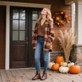 thumbnail image 6 of Women's Round Toe Non-Slip Warm Casual Boots Fashion Combat Boots Lace-Up Ankle Booties Brown Plaid US 10, 6 of 6
