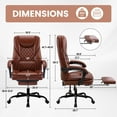 thumbnail image 2 of COOLHUT Executive Office Chair, Big and Tall Office Chair with Footrest Reclining Faux Leather Chair High Back Lumbar Support Ergonomic Office Chair with Padded Armrests, Vintage Brown, 2 of 9
