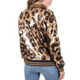 thumbnail image 4 of Womens Long Sleeve Sequin Front Zip Jacket Long Sleeve Ribbed Cuffs Outerwear Tops, 4 of 5