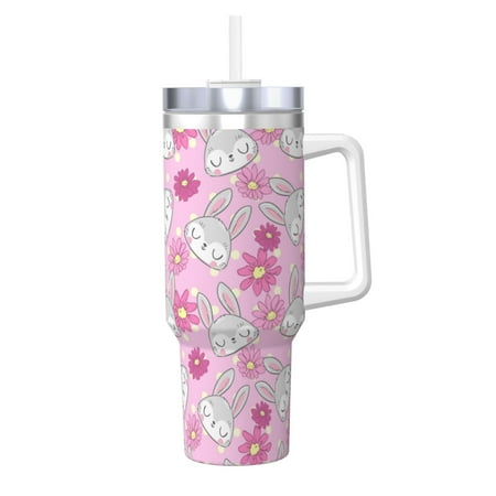 

Matuu Sunflower Rabbit for 40OZ Ice Cup with Handle Durable Thermal Cups Keep Drinks Cold and Hot Insulated Car Mug with Lid