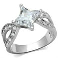 thumbnail image 1 of Women Rhodium Brass Ring with AAA Grade CZ in Clear - Size 6, 1 of 1
