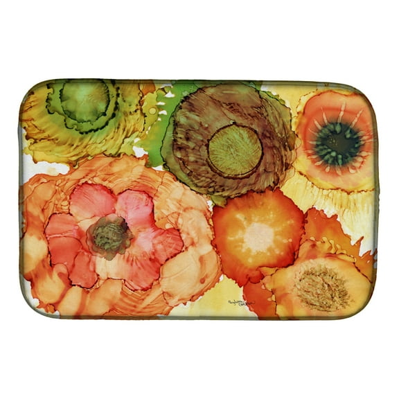 Abstract Flowers Blossoms Dish Drying Mat
