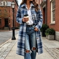 thumbnail image 2 of Dzrciro Plaid Long Coat for Women, Long Sleeve Lapel Open Front Button Checkered Trench Coat, Elegant Fashion Fall Outerwear S-2XL, 2 of 7