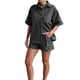 thumbnail image 3 of Conjuntos de 2 Piezas para Mujer: Camisa Vaquera Azul de Corta con Botones y Pantalones Cortos de Mezclilla de Cintura Alta. Gris M, 3 of 6