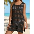 thumbnail image 2 of Women's Crochet Swimsuits Cover Ups Bathing Suit Hollow Out Bikini Coverup Sleeveless Beach Swimwear Dresses Black Free Size, 2 of 5
