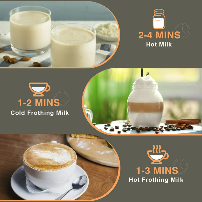 4 in1 Milk Frother, Stainless Steel 16.9oz/3.4oz Electric Milk Frothr  Automatic Milk Steamer, Hot and Cold Foam Maker and Milk Warmer 