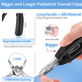 thumbnail image 3 of Behome Toenail Clippers for Thick Toenails, 6 Pcs Heavy Duty Nail Clipper Set for Seniors & Men, Angled Head Large Toe Nail Clippers with Wide Opening, Long Handle & Case, 3 of 8