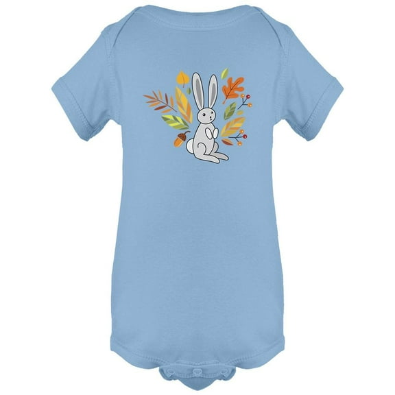 Cute Bunny Autumn Leaves Bodysuit Infant -Image by Shutterstock,  6 Months