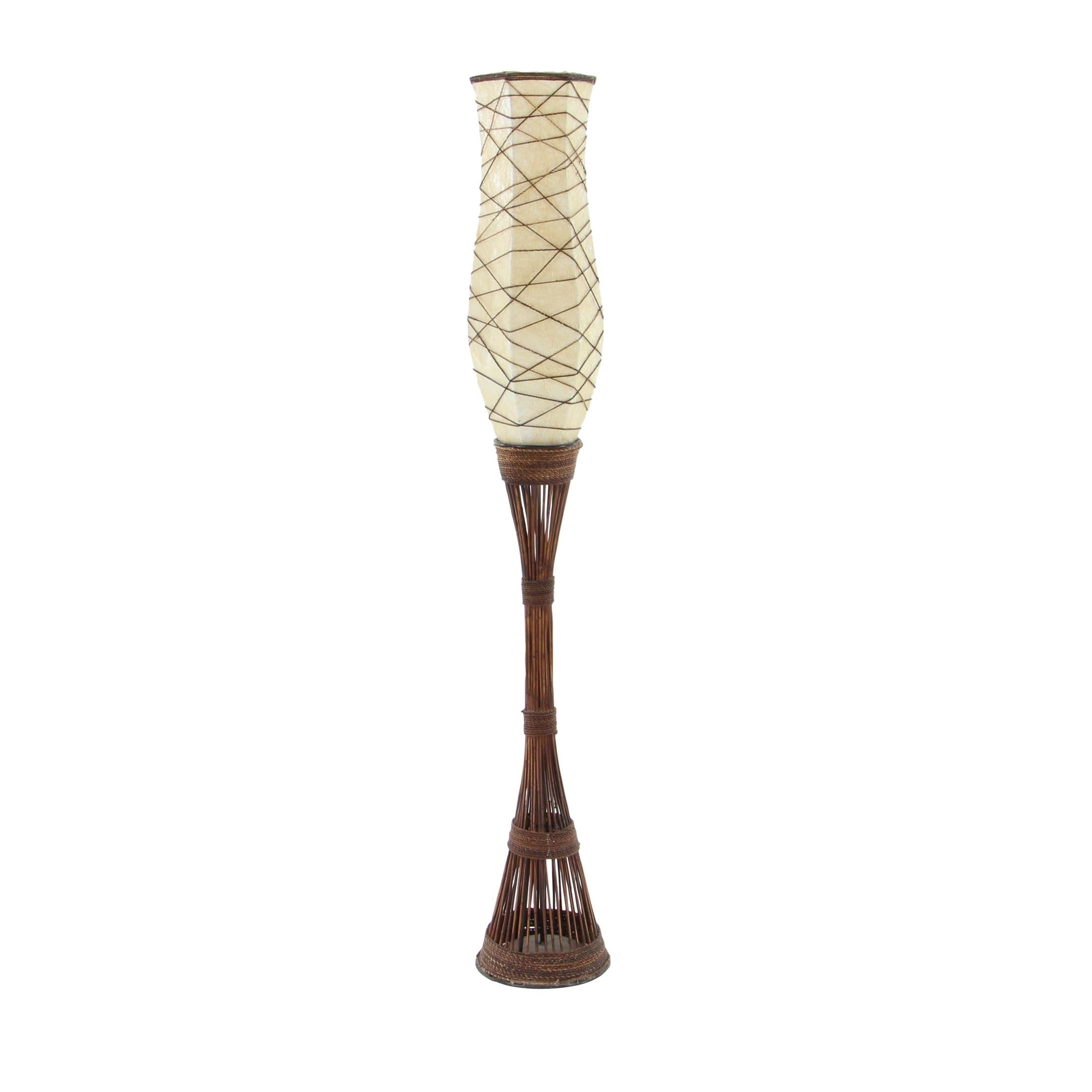 DecMode 59" Brown Floor Lamp with Cream Paper Shade