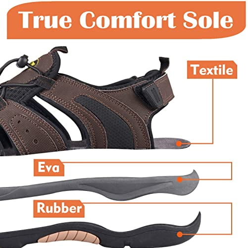 GRITION Mens Outdoor Hiking Sandals Closed Toe Waterproof Fisherman Water Sandals Lightweight Athletic Shoes Easy Wearing Adjustable Protection Summer