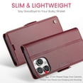 thumbnail image 2 of ELEHOLD Wallet Case for iPhone 16 Pro Max Premium Leather Case wih RFID Blocking Function Card Slots Kickstand Magnetic Clasp Shockproof Cover for Men Women for iPhone 16 Pro Max,Wine, 2 of 11