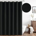 thumbnail image 2 of Black Extra Long Linen Shower Curtain, 108 Inch Long Heavy Duty Fabric Shower Curtain Set with 12 Metal Hooks, Waterproof Decor Machine Washable for Bathroom Bathtub Hotel, 72 x 108, 2 of 14