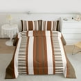 thumbnail image 2 of Homewish Geometric Stripes Bedding Comforter Set,Modern Abstract Geometric Twin Comforter Sets,Beige Brown Bedding Set For Men Women,Super Cozy Room Decor Reversible,2-Piece, 2 of 8