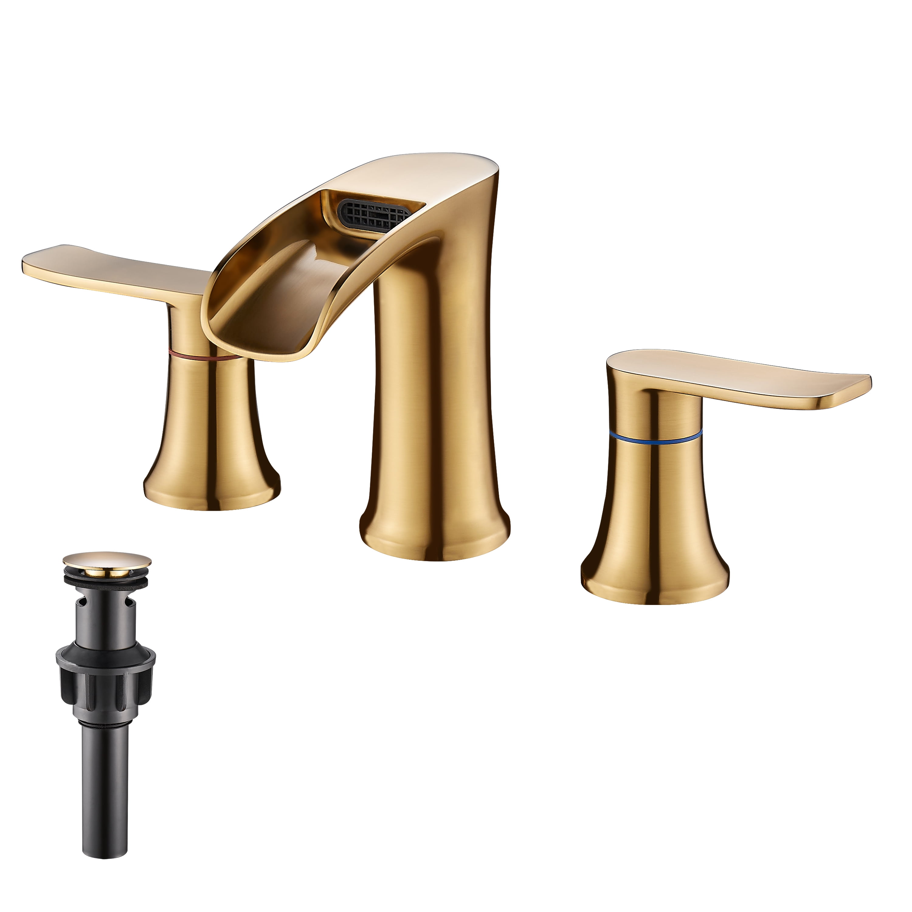 Brushed Gold Bathroom Faucet,8 inch Widespread Bathroom Faucet,Yundoom