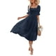 thumbnail image 3 of SAYOO Vestido largo de verano para mujer, manga corta, cuello cuadrado, sin espalda, vestido de lunares suizos SAYOO  Vida cotidiana, 3 of 6