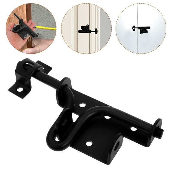 LEORX 1 Set Garage Door Lock Kit Carbon Steel Slide Lock Black Outdoor Use Sleek Design