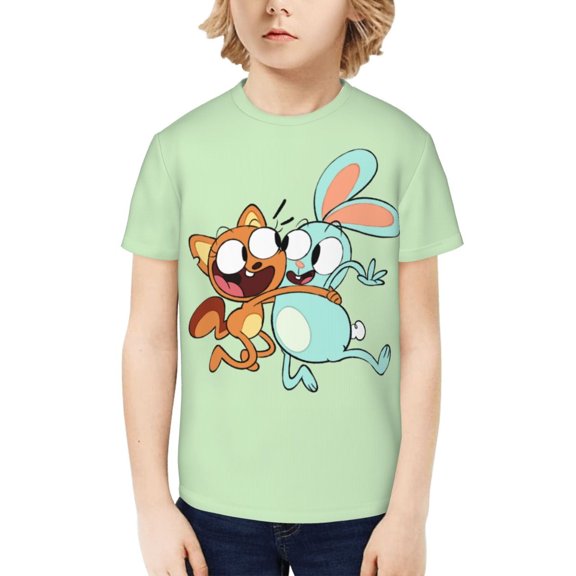 Teenage T-Shirt Kids 3D Print Graphic Shirts Summer Round Neck Short Sleeve Funny Cartoon Casual Top Tees for Youth Boys Girls
