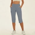 thumbnail image 2 of LAJPXKHY Womens Yoga Capris Elastic High Waisted Stretch Slim Fitting Outdoor Hiking Workout Running Pants Comfy Bottom Capri with Pockets, 2 of 7