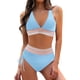 thumbnail image 1 of MKLEKYY Trajes De Baño Hombre Natacion Women High Waisted Bikini Sets Swimsuits Color Block Two Piece Drawstring Bathing Suit, 1 of 5
