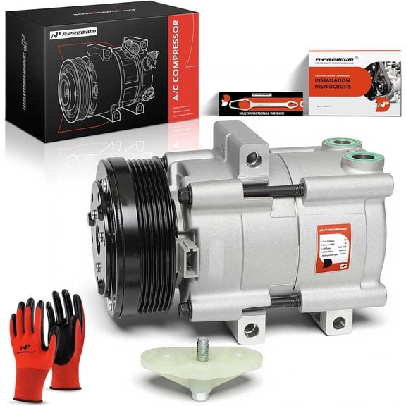 A-Premium Air Conditioner AC Compressor with Clutch Compatible with Ford E150 Econoline, E250 Econoline, E150 Econoline Club Wagon, 4.2L 1997-2001