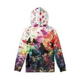 thumbnail image 2 of Xoenoiee Hooded Sweatshirt Splatter Watercolor Butterfly Print Pullover Hoodies for Kids Long Sleeve Tops Fall Winter Sportwear Cosy Activewear with Kangaroo Pocket for Workout, S, 2 of 7