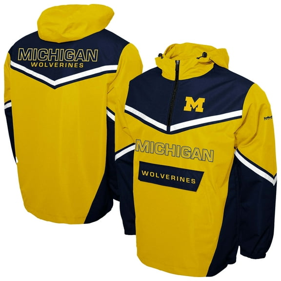 Men's Franchise Club Maize Michigan Wolverines Action Anorak Half-Zip Jacket