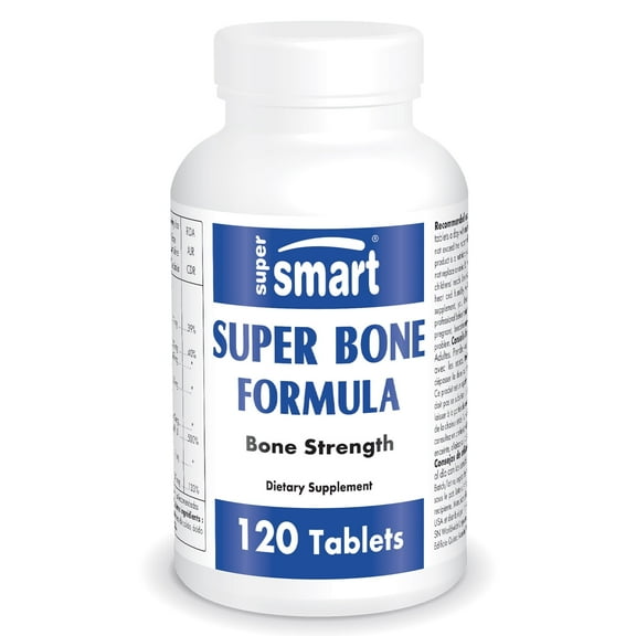 SuperSmart - Super Bone Formula - with Calcium, Vitamin K2, Magnesium & Silicon Strontium - Bone Strength Supplement | Non-GMO & Gluten Free - 120 Tablets