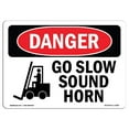 thumbnail image 1 of SignMission OS-DS-A-1824-L-1283 18 x 24 Po Signe de Danger OSHA - Aller Lent Klaxon Sonore, 1 of 1