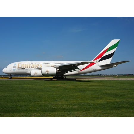 Canvas Print Airplane Emirates Plane Airbus A380 Aircraft Stretched Canvas 10 x