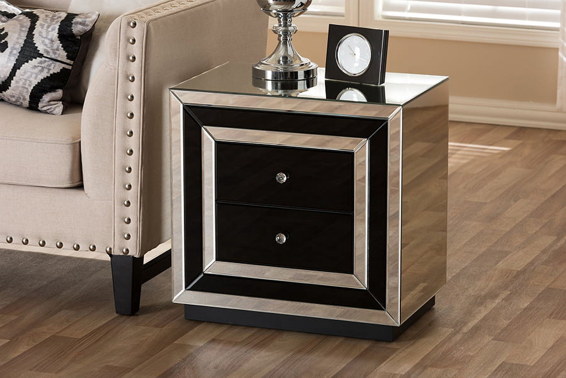 Baxton Studio Cecilia Hollywood Regency Glamour Style Mirrored 2-Drawer End Table