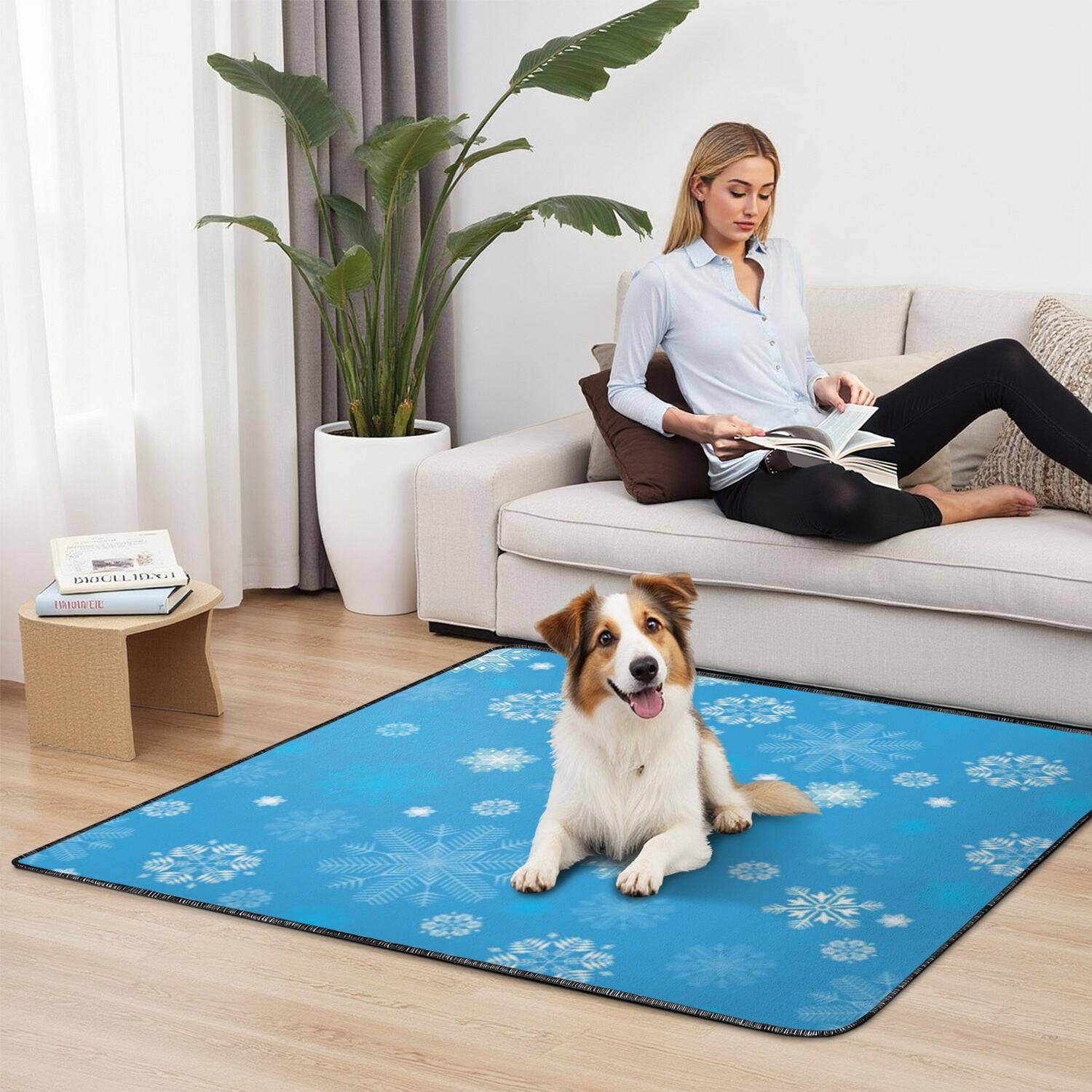 Holiday Themed Reusable Dog Pee Pads 48" x 48", 2-Pack Christmas Washable Puppy Training Mats for Large Whelping and Big Dog Training Uses