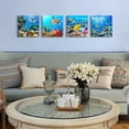 thumbnail image 5 of HFDF Wall Decor Canvas wall art for living room Coral and Fish Modern Decor 4 Panels Stretched and Ready to Hang blue Ocean Theme Sea Fish and sea Turtles undersea world Prints 16x12inch Framed, 5 of 6