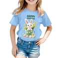 thumbnail image 4 of Easter Girls' Short Sleeve Print T Shirt Top Blouse Sky Blue 12Y-13Y, 4 of 4