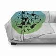 thumbnail image 2 of Camping Soft Flannel Fleece Throw Blanket, Round Design Tent and Campfire Forest Hipster Summer Vacation, Cozy Plush for Indoor and Outdoor Use, 50" x 70", Shamrock Green and Turquoise, by Ambesonne, 2 of 5