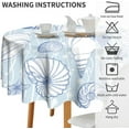 thumbnail image 6 of Starfish Seashell Tablecloth, Blue Coastal Nautical Tropical Summer Beach Theme Vintage Table Cloth for Home Kitchen Dining Patio Outdoor Picnic Party, Round(60x60in), 6 of 6