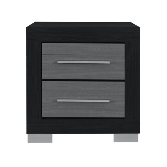 Emma Table de Chevet en Bois Noir-Gris