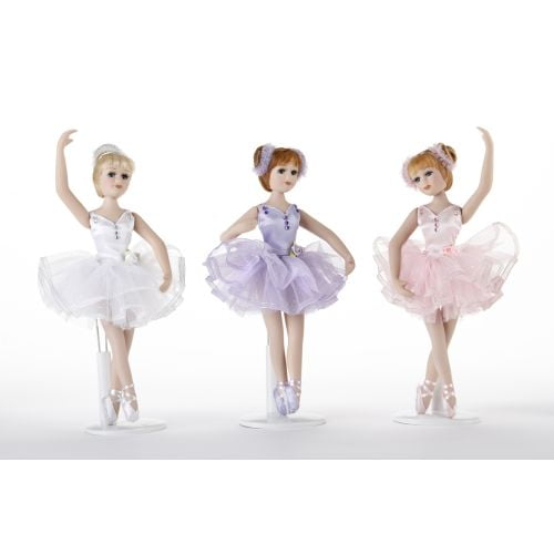 Delton 8 Inches Porcelain Ballerina Dolls, Set Of 3